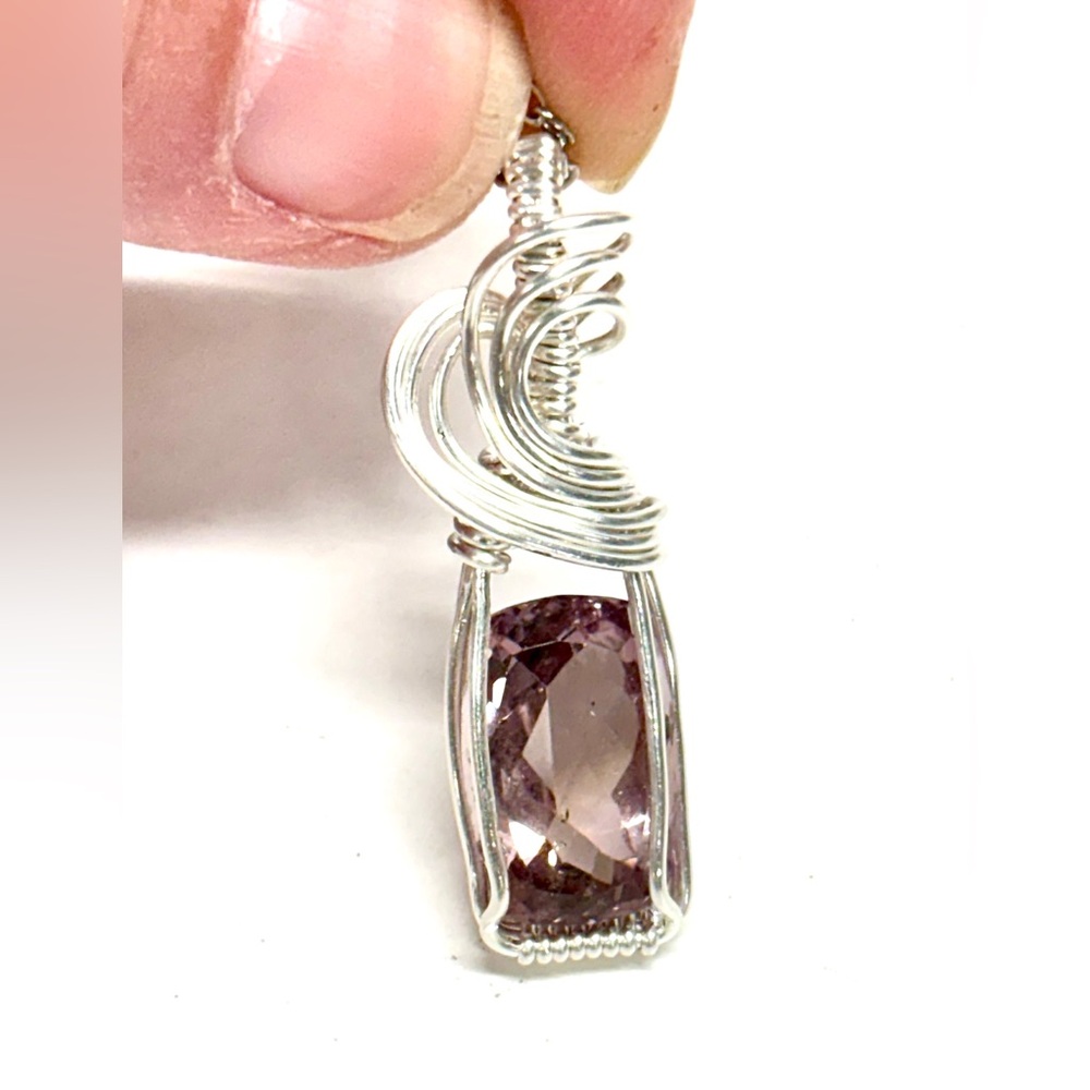 HAND CRAFTED Faceted Ametrine Wire Wrapped Silver-Filled, Handmade Necklace
